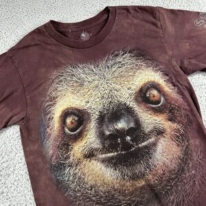 The Mountain Nature Shirt Mens Small Sloth Big Graphic Tie Dye Brown‎